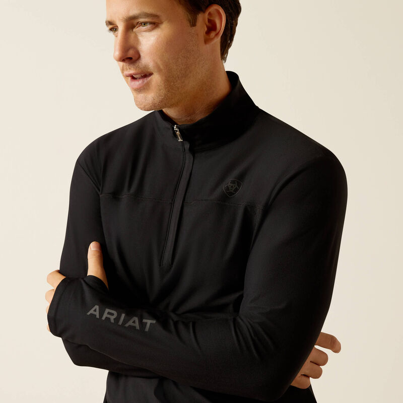 Men's Black Long-Sleeve Half-Zip Polo - Lowell 3.0 - Ariat