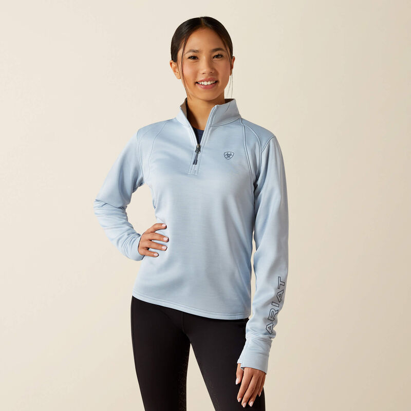 Junior Team EQ Light Blue Fleece Sweatshirt with Half-Zip and Left Sleeve Logo – Ariat