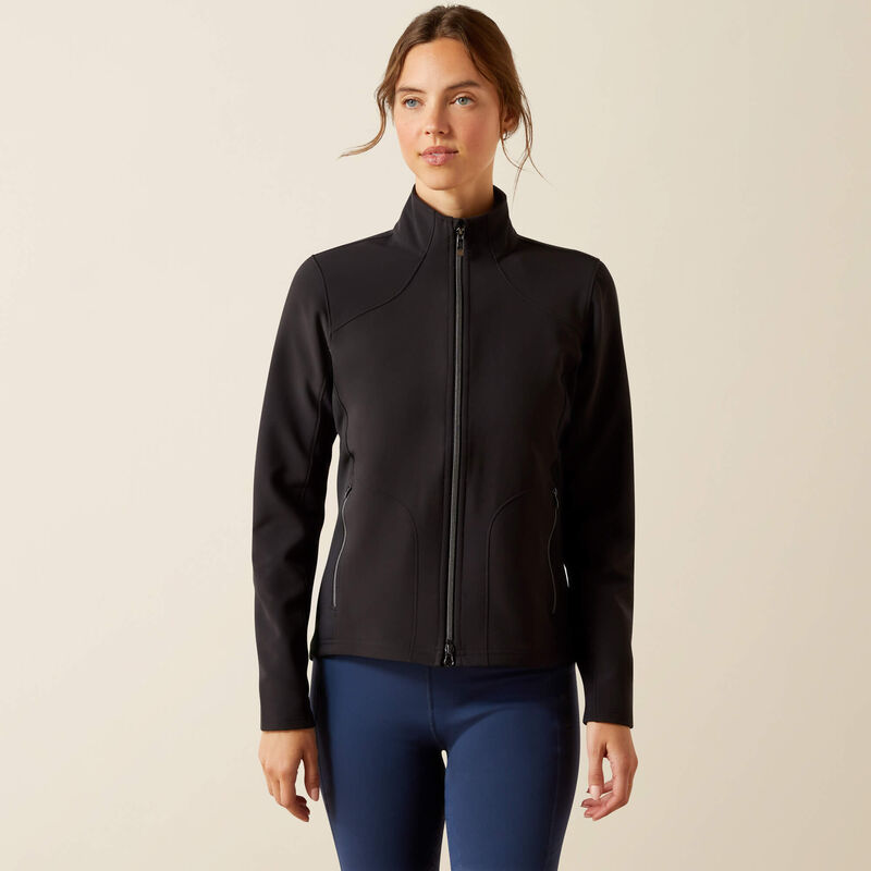Black waterproof and windproof women’s softshell jacket with zipper Boreas - Ariat