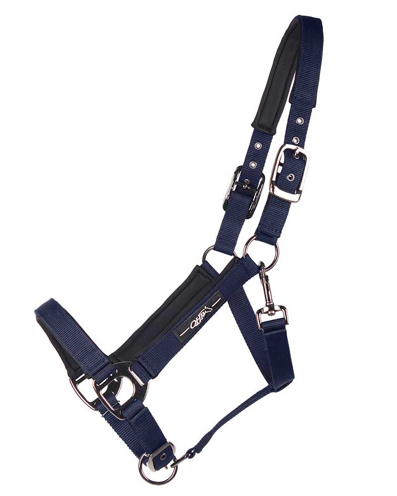 Cabezada de cuadra azul marino para caballo y pony - QHP