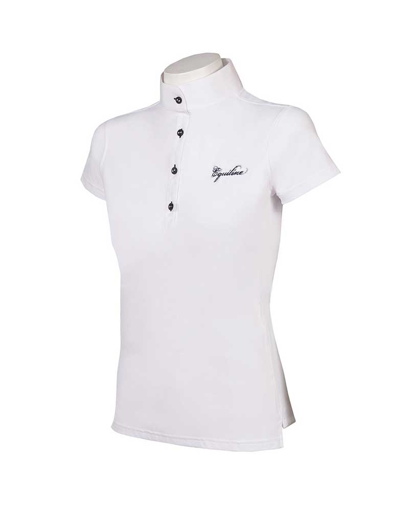 Polo blanco de competición de manga corta para mujer Grace - Equiline