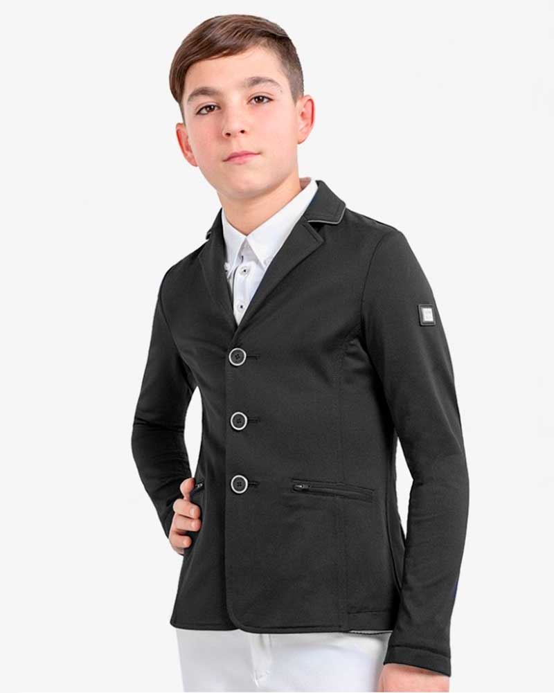 Boys' Black Competition Jacket with Silver Trim - Steve - Equiline