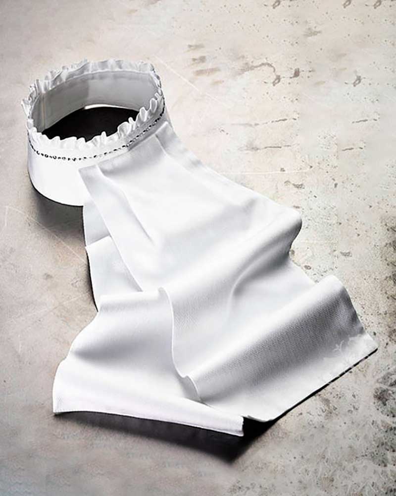 Plastron en coton blanc avec col plissé et brillants pour femme modèle Freestyle - Equiline