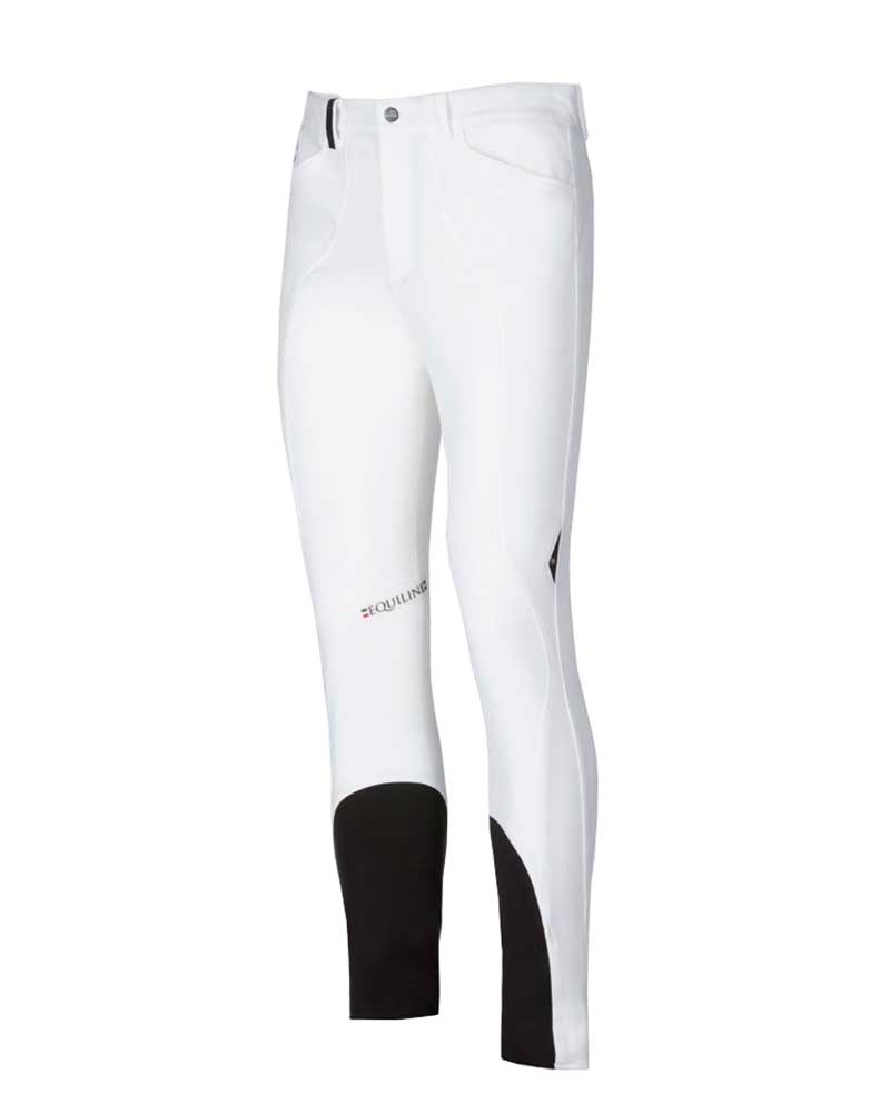 Pantalons de compétition blanc avec logos (grip aux genoux) pour homrbe Racky - Equiline