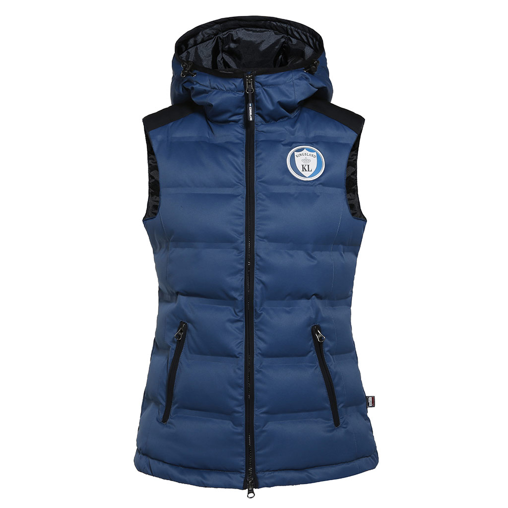Chaleco acolchado azul oscuro con capucha para mujer - Belle - Kingsland