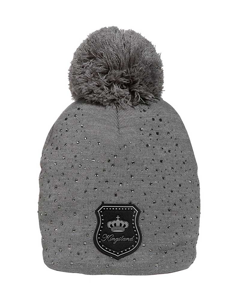 Gorro fino de punto gris con pompón, brillantes e interior polar - Craignure - Kingsland