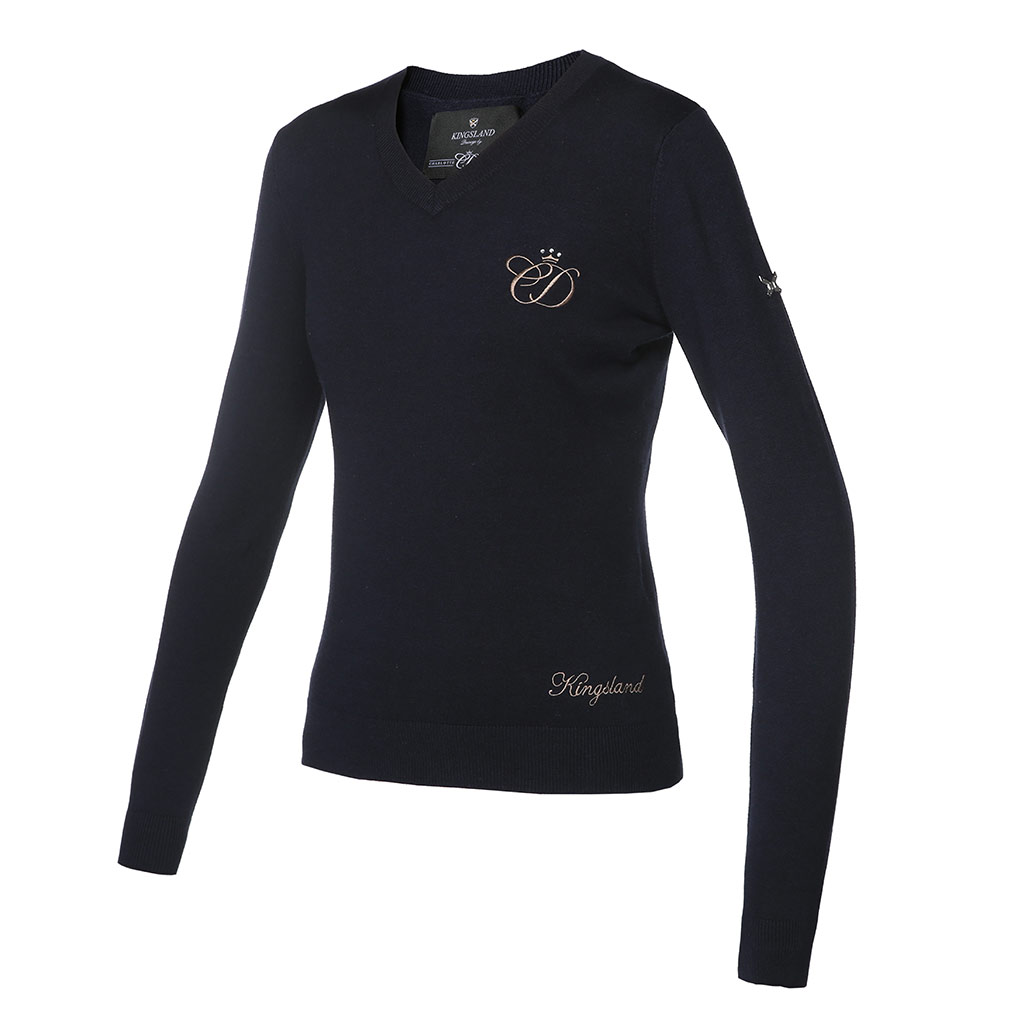 Pull fin en maille bleu marine pour femme - Woodroffe - Kingsland Dressage