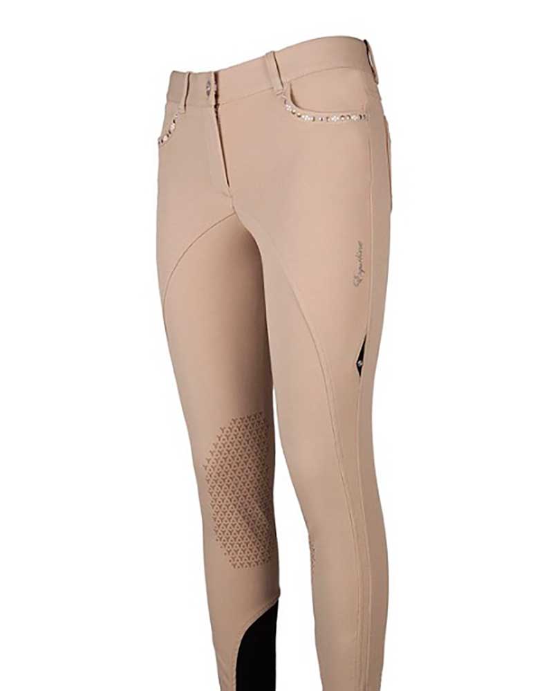 Pantalones de montar a caballo beige (grip rodilla) para mujer - Virgin - Equiline