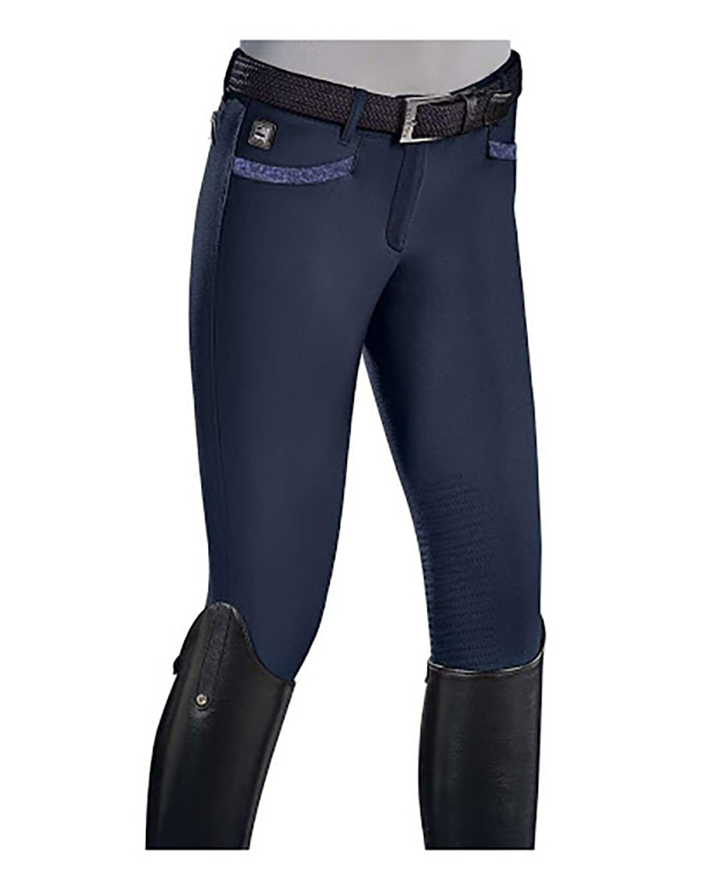 Pantalón de montar a caballo azul marino (grip rodilla) para mujer- Silvy - Equiline