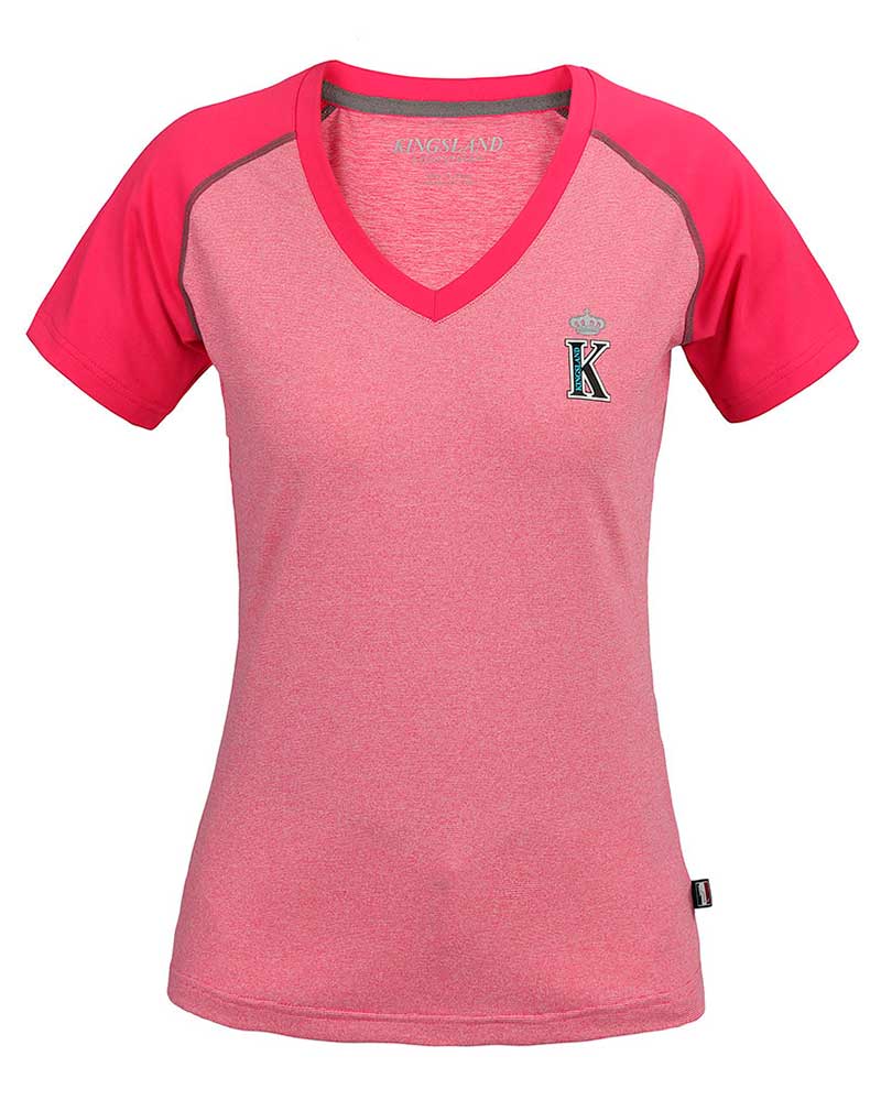 Pink short-sleeved V-neck training T-shirt for woman – Monterosso – Kingsland