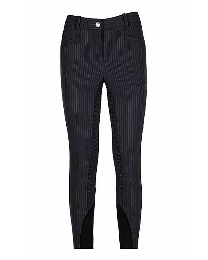 Women’s dark grey winter riding breeches with pinstripe and full seat grip – Kelly – Equiline