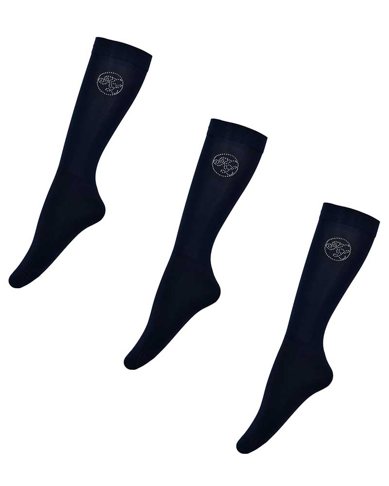 Pack de 3 paires de Chaussettes fins de compétition bleu marine à strass Needley - Kingsland