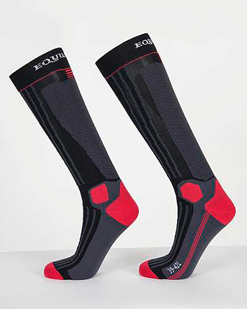 Black, dark grey, and red winter tall socks – Brooke – Equiline