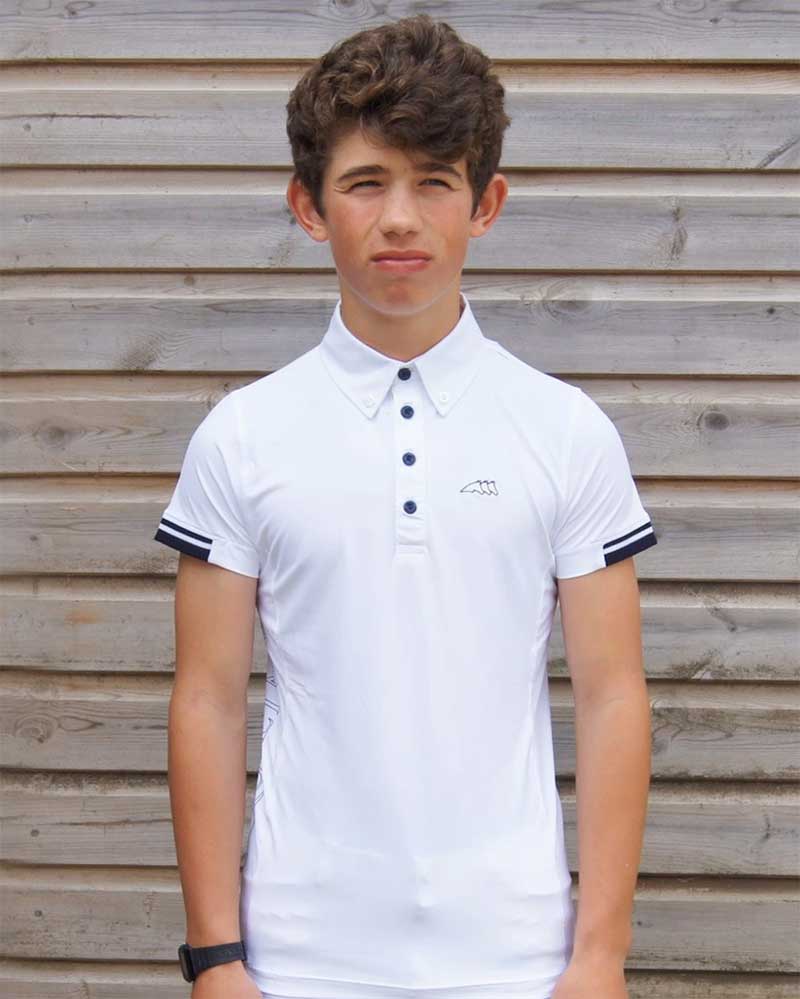 Boys’ white short sleeve competition polo – Vanny – Equiline