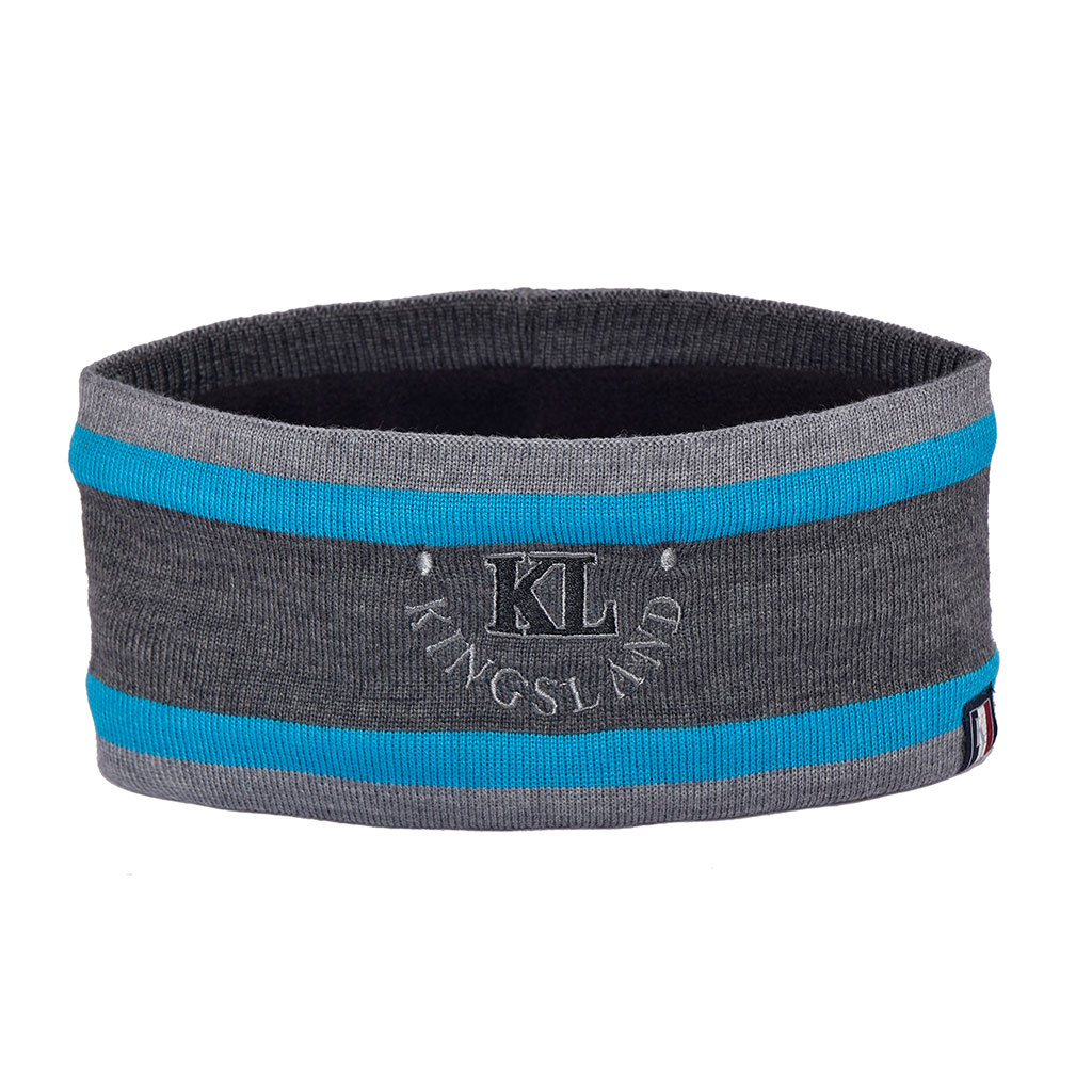 Light Grey and Blue Fine Knit Headband with Fleece Lining – Seward – Kingsland