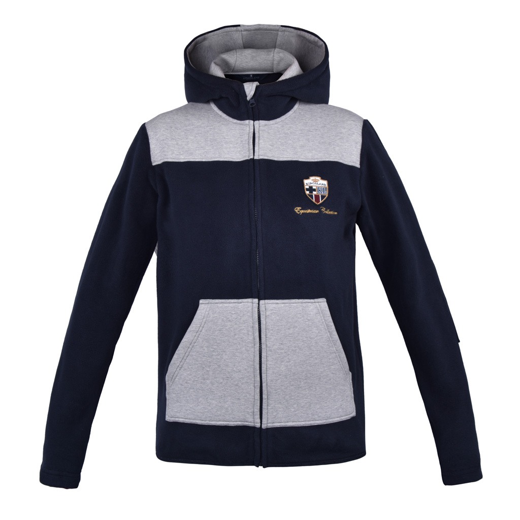 Chaqueta polar azul marino y gris con capucha unisex - Jamie - Kingsland