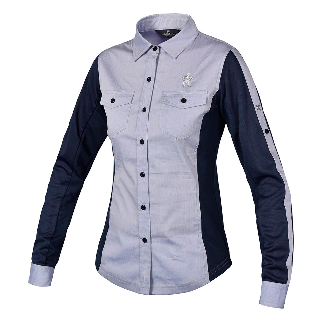 Chemise à manches longues bleu clair et bleu marine pour femme modèle Juneau - Kingsland