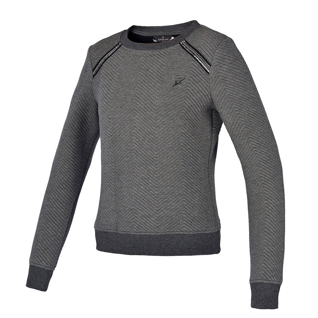 Pull gris avec bandes argentées brillants aux épaules pour femme - Nome - Kingsland Dressage