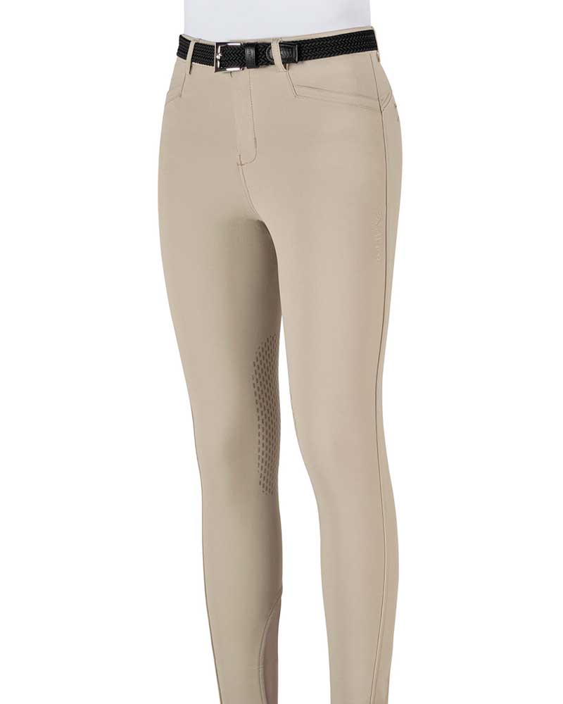 Pantalons beige avec logos tricolore sur la poche arrière (grip aux genoux) pour fille Jinak - Equiline