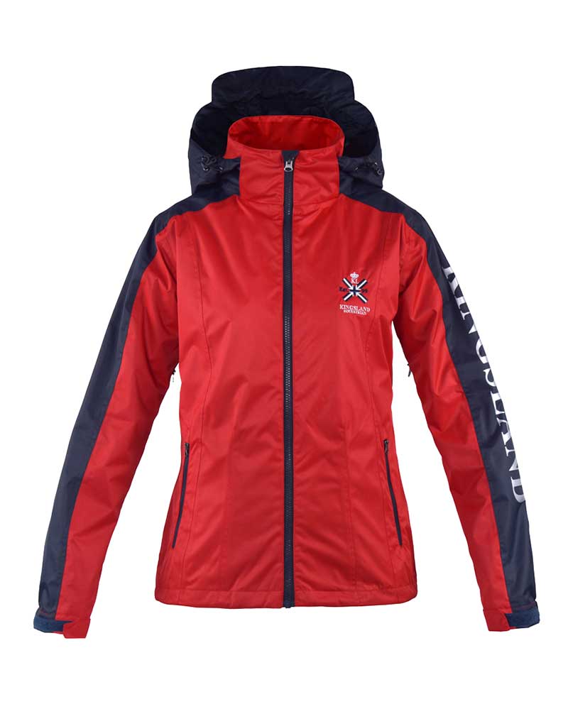 Chubasquero cortavientos rojo y azul marino con capucha unisex - Dillon - Kingsland