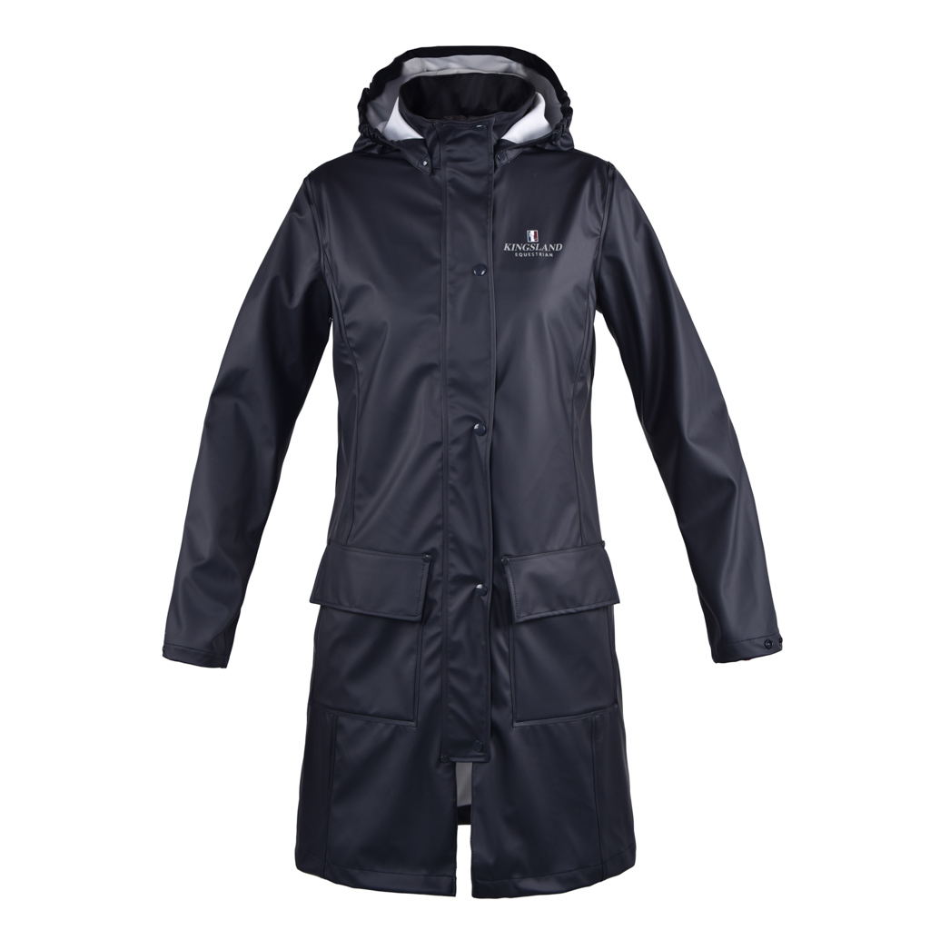 Coupe-vent long bleu marine avec capuche unisexe Rochelle - Kingsland
