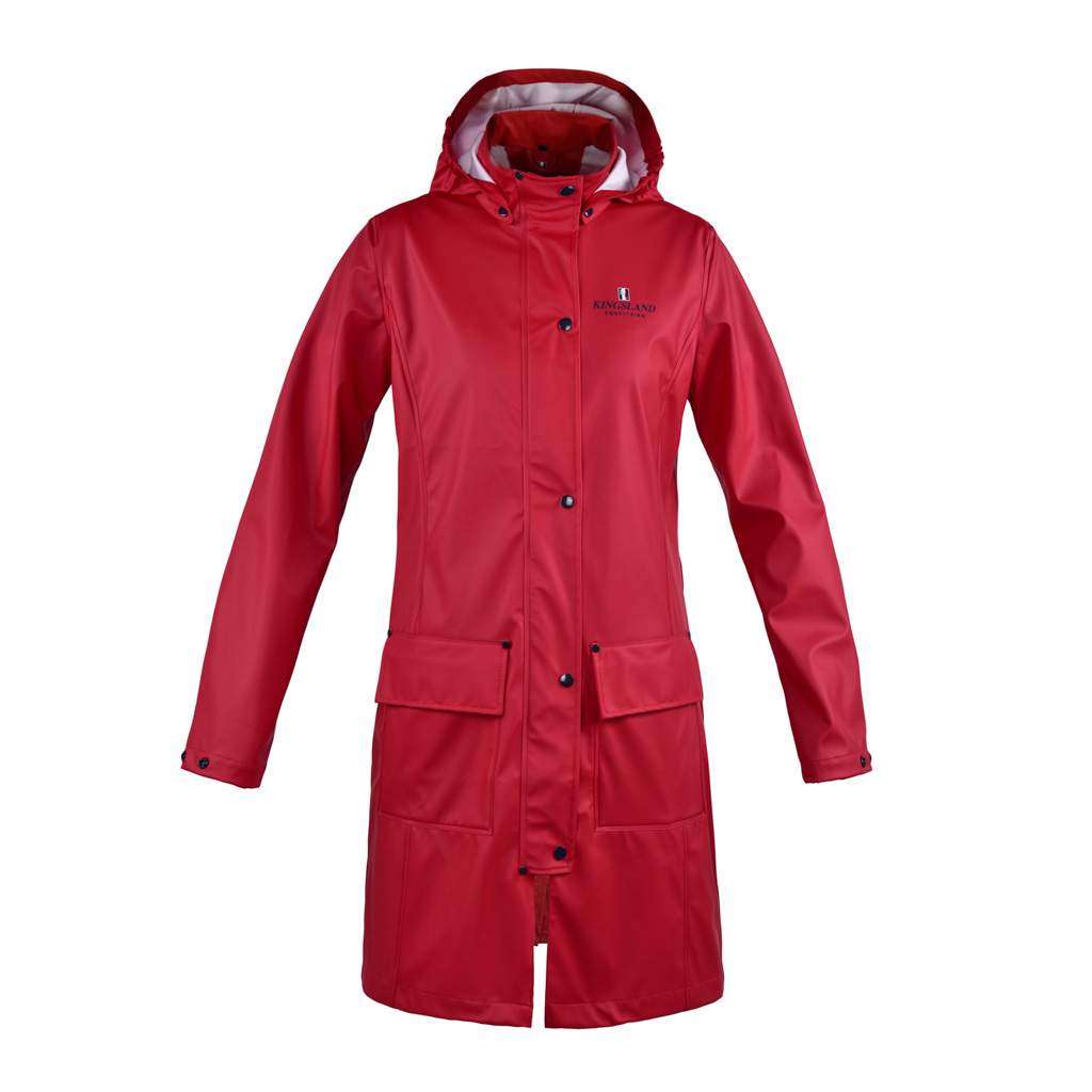 Long red raincoat with hood – unisex – Rochelle – Kingsland