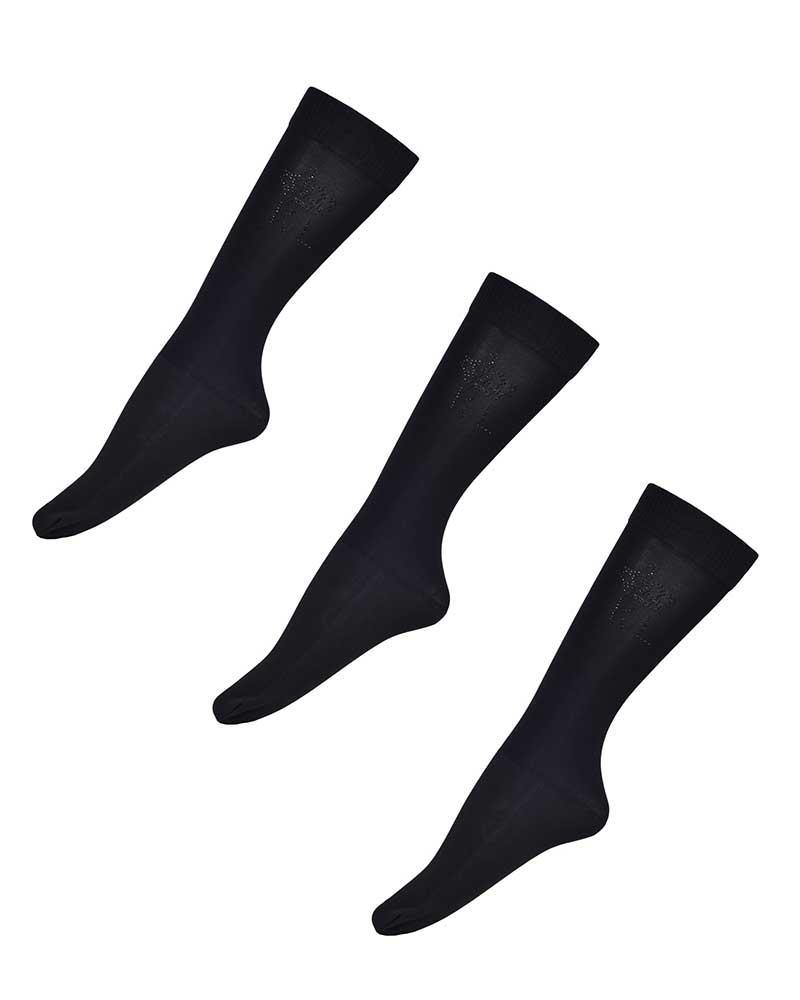 Pack de 3 paires de Chaussettes fins de compétition noir à strass Santee - Kingsland