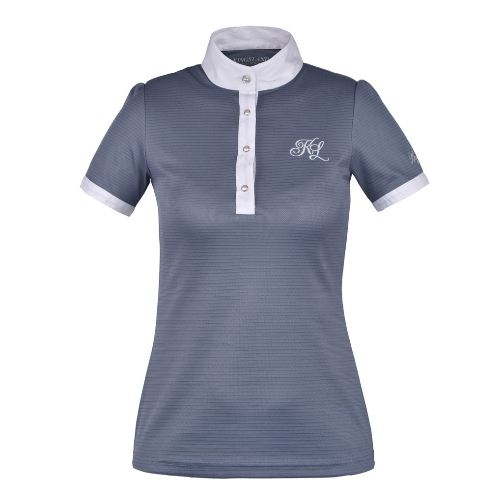 Competition polo for woman – bluish grey color – Latta model by Kingsland