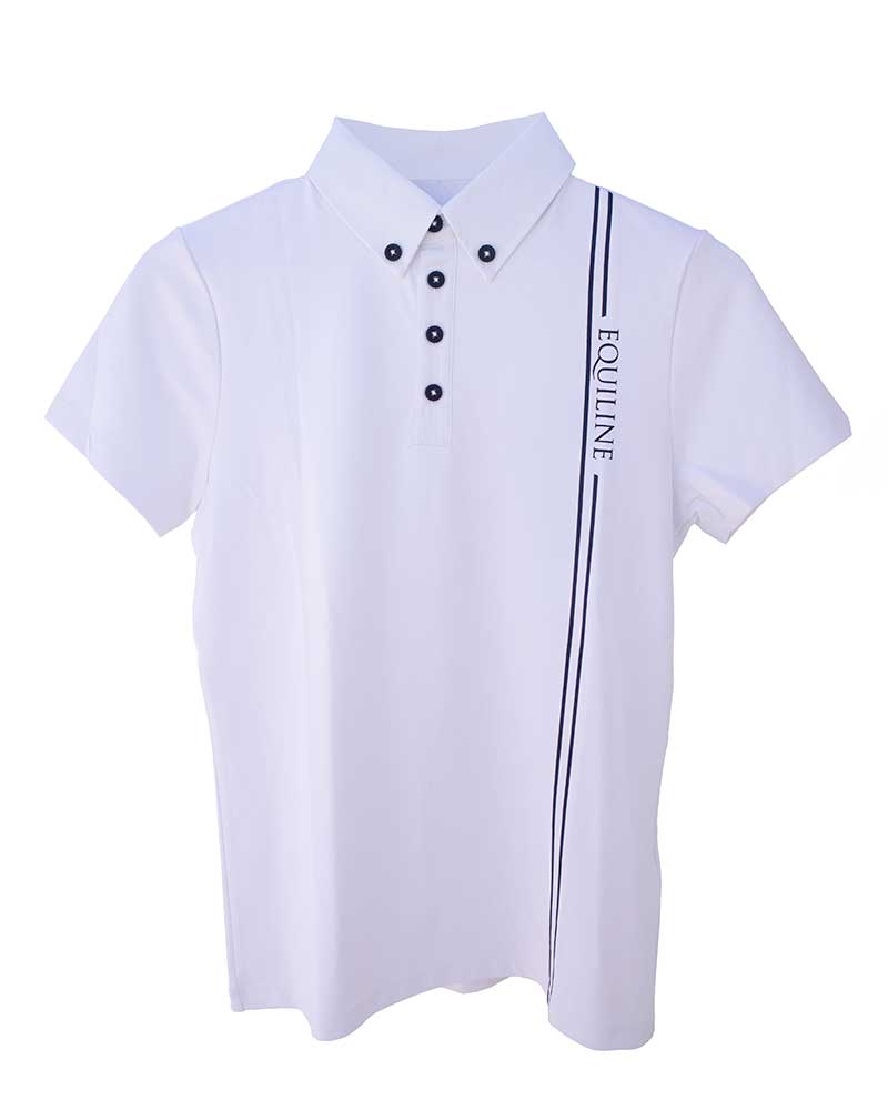 Polo de piqué de competición de manga corta blanco para niño - Jecko - Equiline