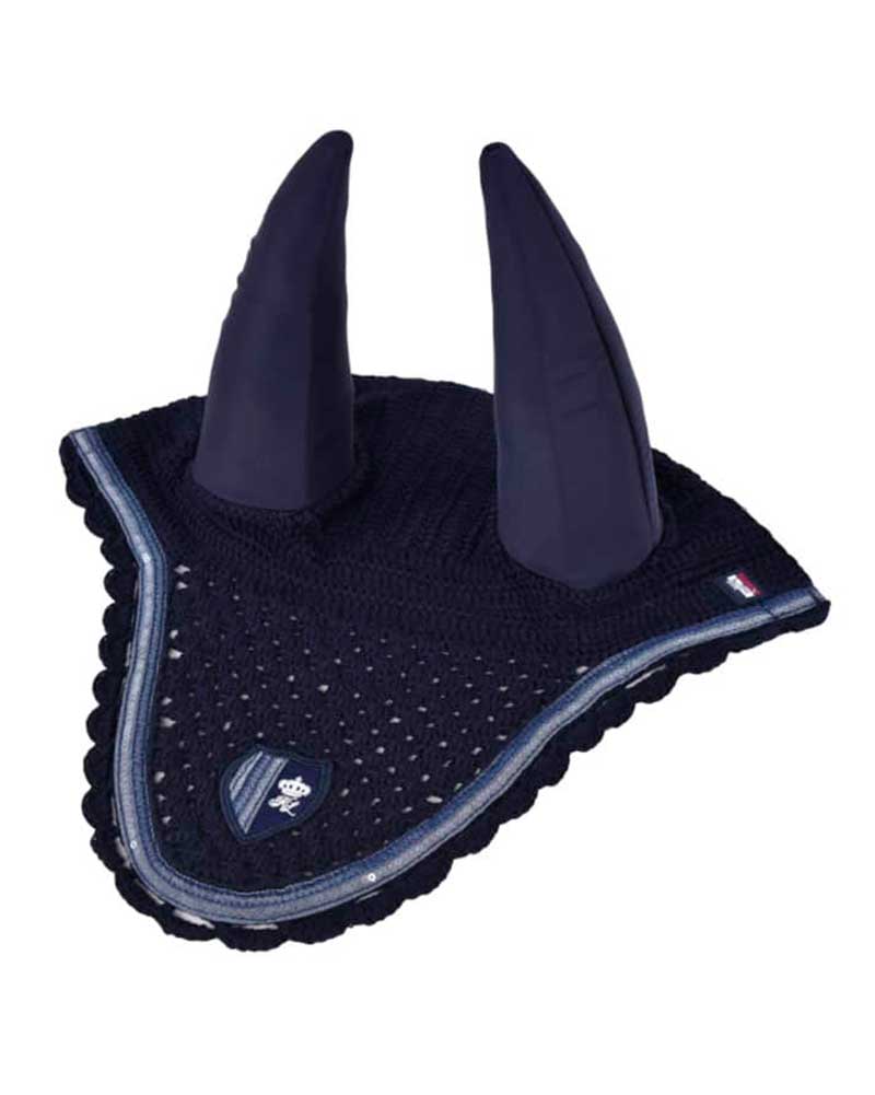 Bonnet bleu marine à sequins et oreilles élastiques pour cheval - Aqui - Kingsland