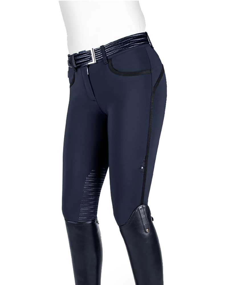 Pantalons d'hiver bleu marine détails en noir (grip à fond intégral) pour femme Vania - Equiline