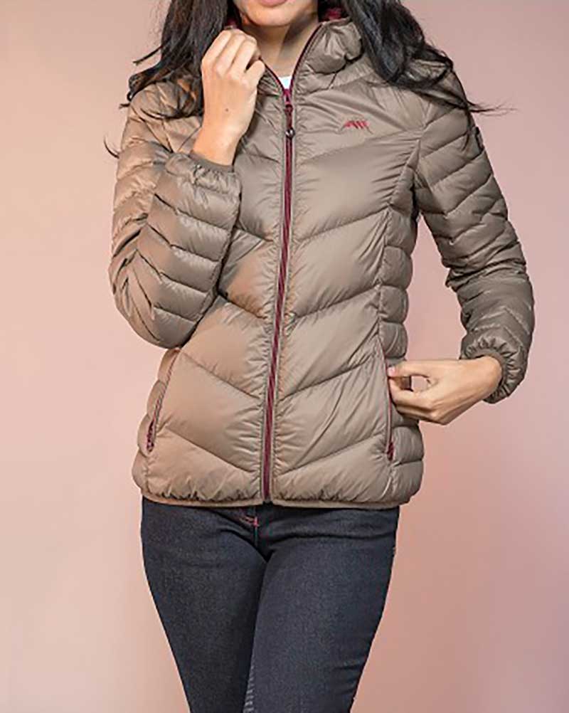 Chaqueta de plumas marrón con capucha para mujer - Maudy - Equiline