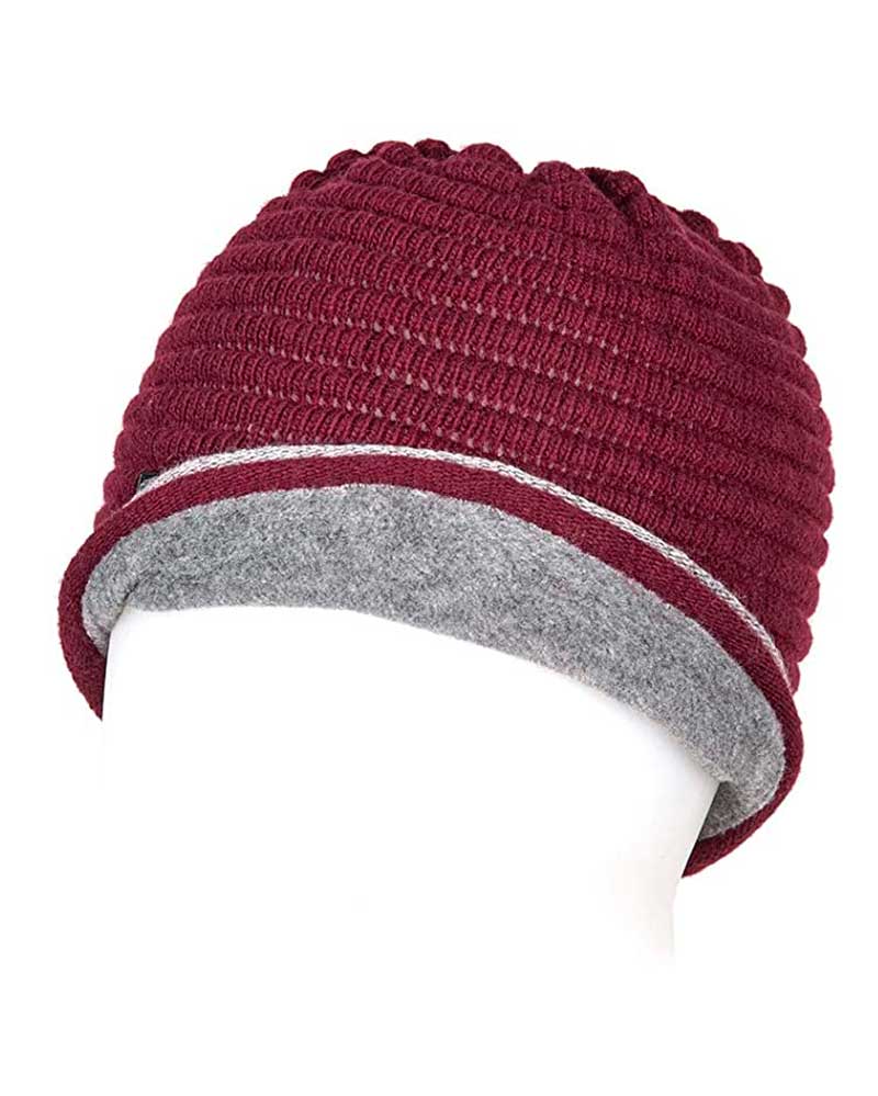 Burgundy knit hat with fleece lining – Caris – Equiline