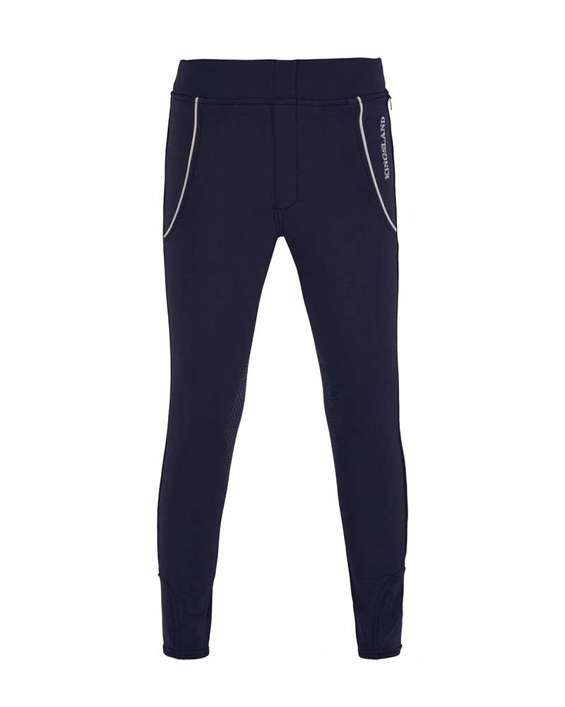 Navy blue breeches with elastic waistband and white piping (knee grip) – junior unisex – Kaisa – Kingsland