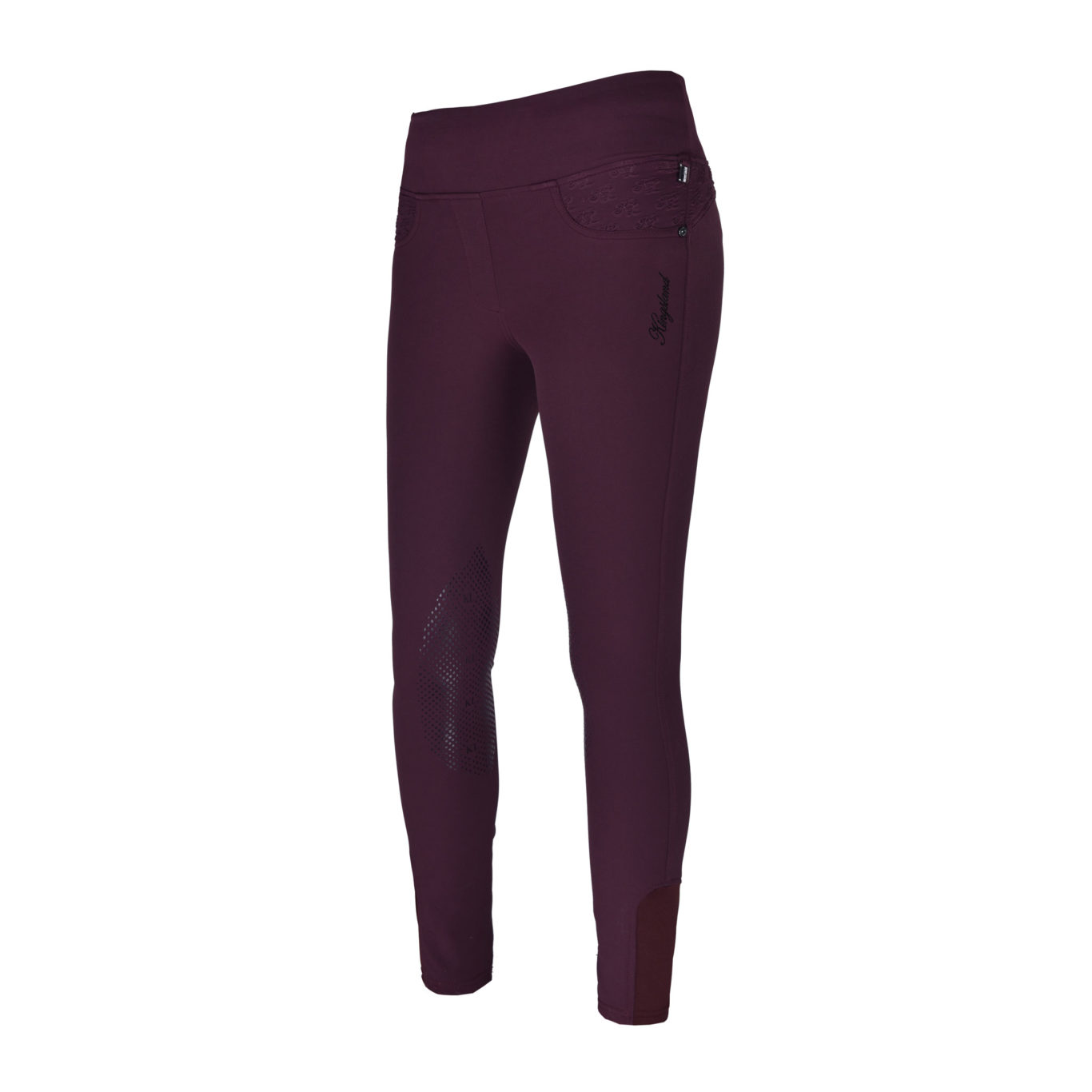 Pantalons pull-on bordeaux avec ceinture large et élastique et grip silicone aux genoux modèle Katja - Kingsland