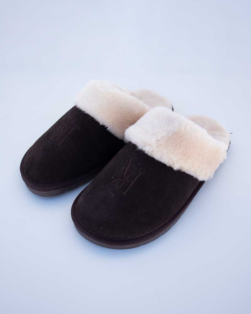 Chaussons d'intérieur marron à intérieur en mouton crème modèle Brinley - Kingsland