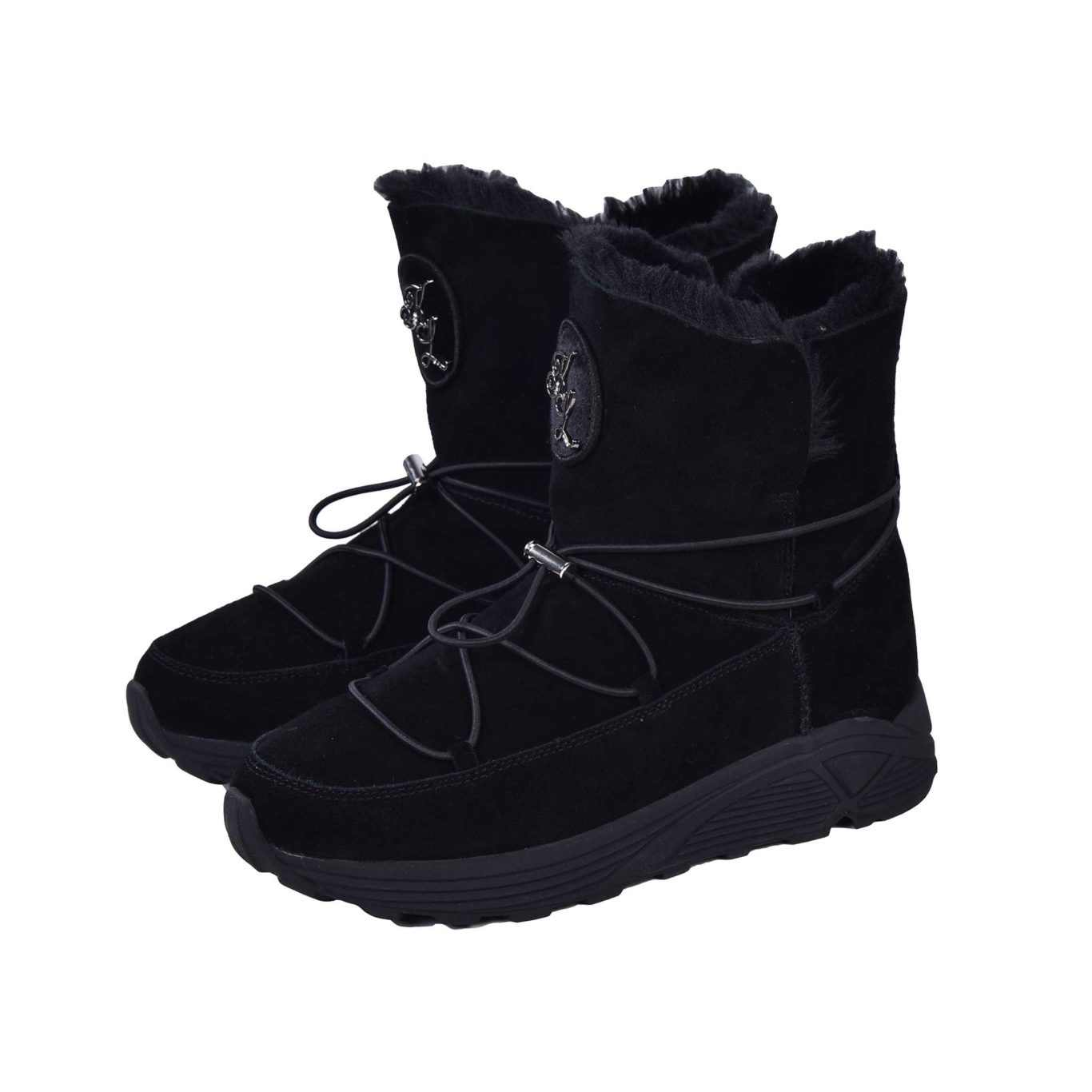 Bottes noires en cuir à intérieur en fourrure synthétique pour femme Myla - Kingsland