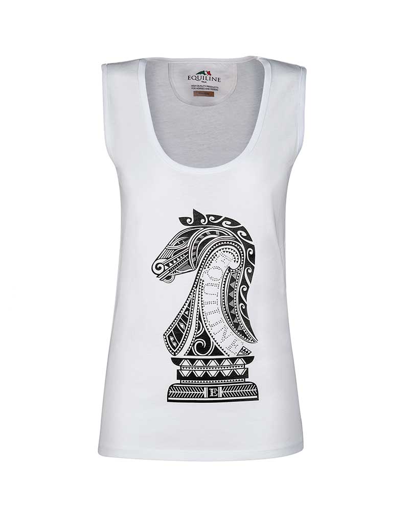 T-shirt sans manches blanc avec ilustración et brillants pour femme Pearl - Equiline