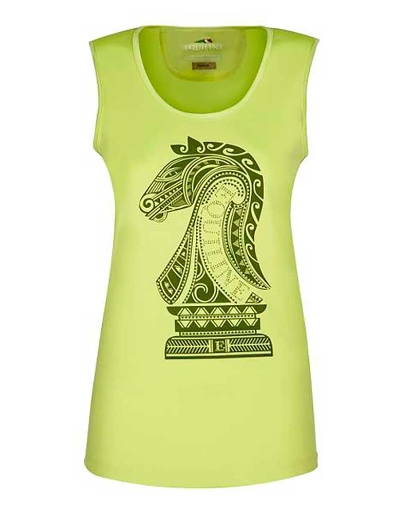 T-shirt sans manches vert citron avec ilustración et brillants pour femme Pearl - Equiline