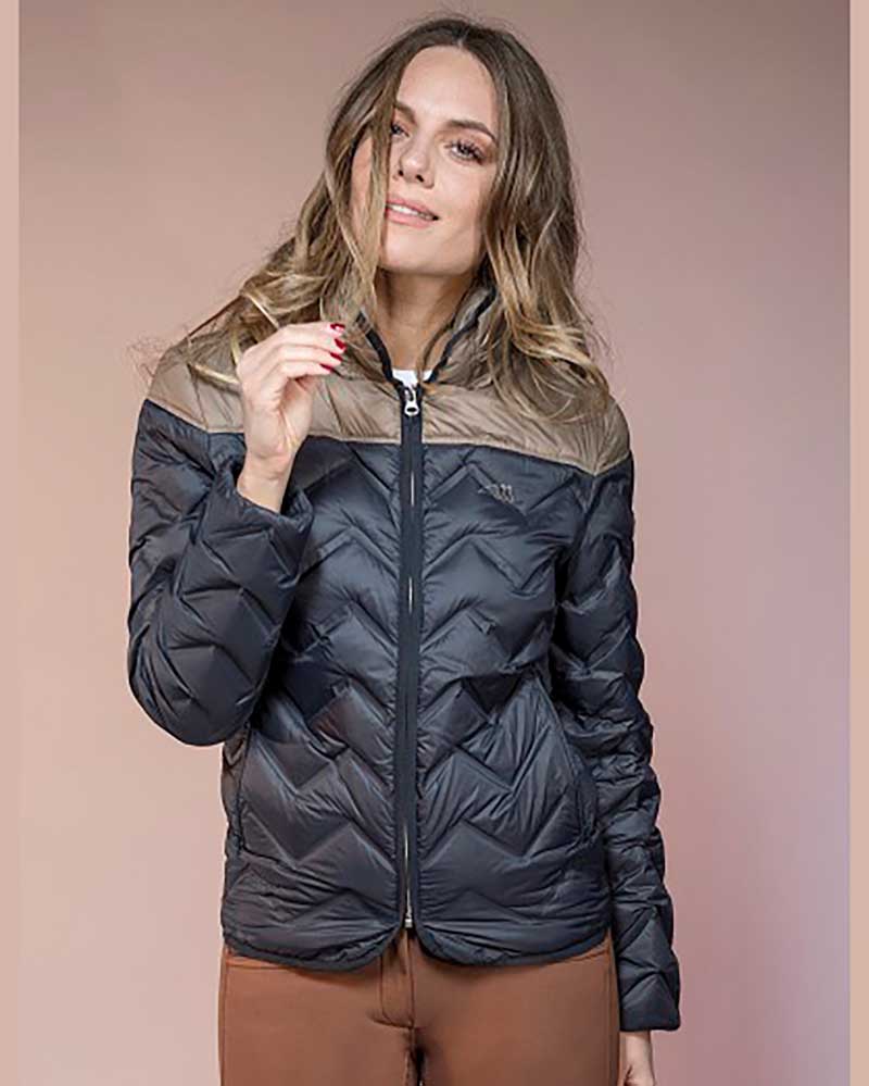 Women’s navy blue and brown down jacket – Gaia – Equiline