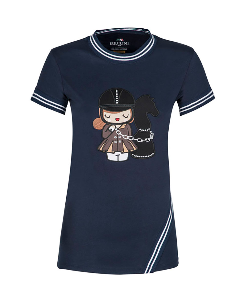 T-shirt bleu marine à manches courtes pour fille Camilla - Equiline
