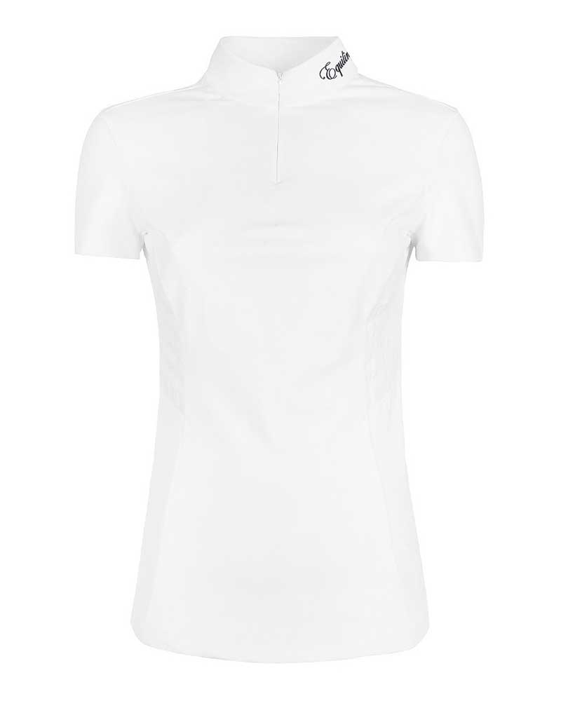 Polo de competición de manga corta blanco para mujer - Bate - Equiline