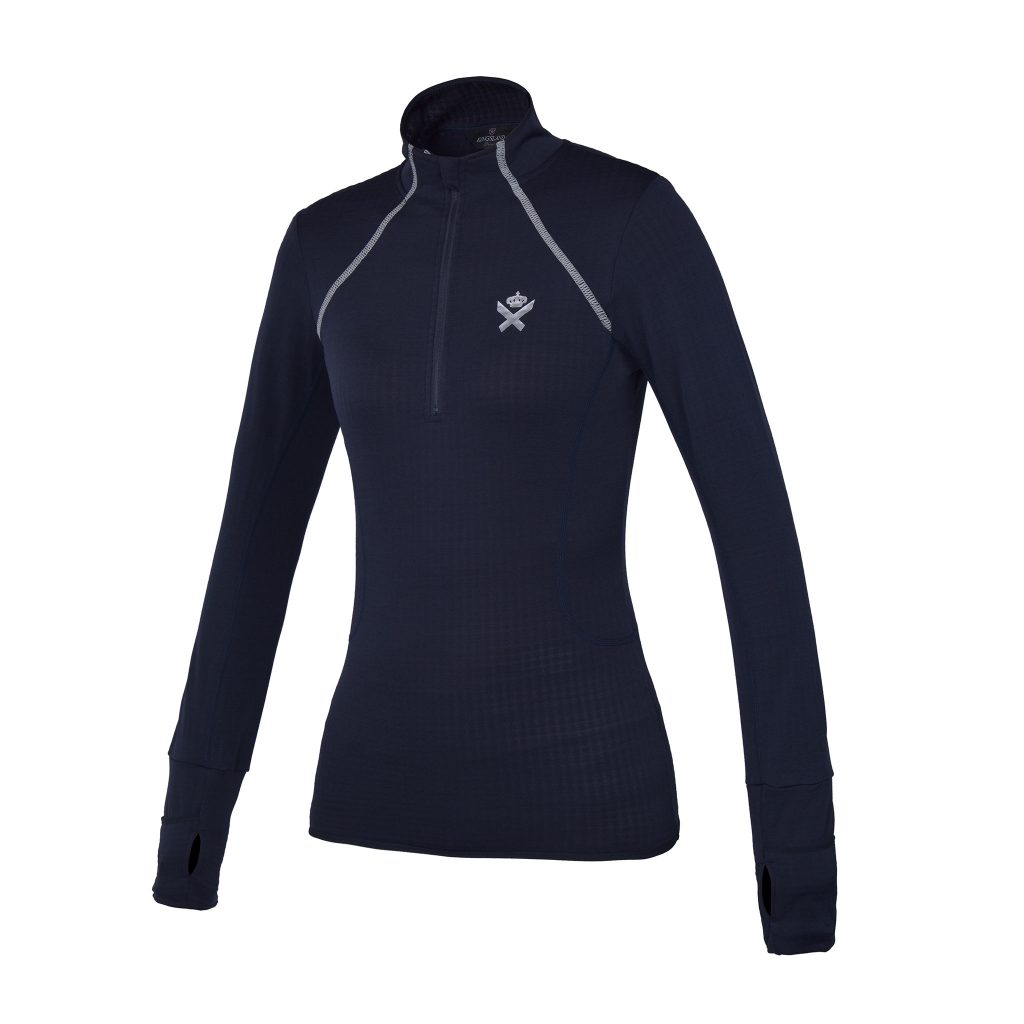 Women’s Navy Blue Long-Sleeve Training Polo with Zipper – Corcovado – Kingsland Dressage