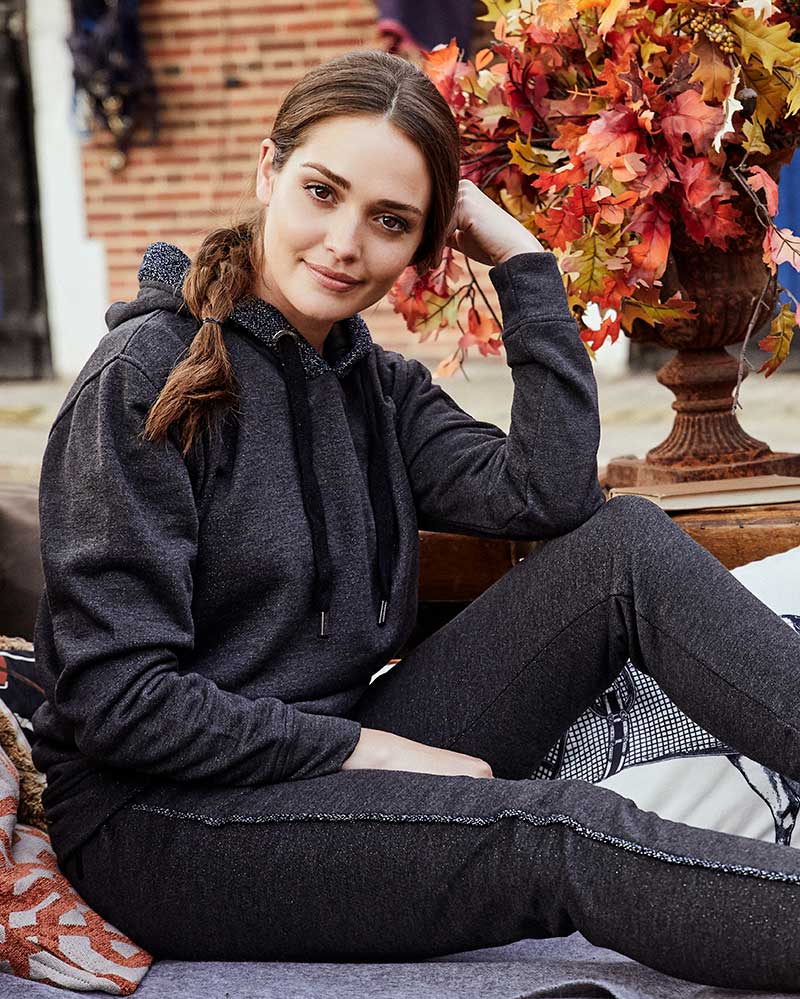 Sweat à capuche gris foncé (tissu avec brillo) pour femme - Calafate - Kingsland Dressage