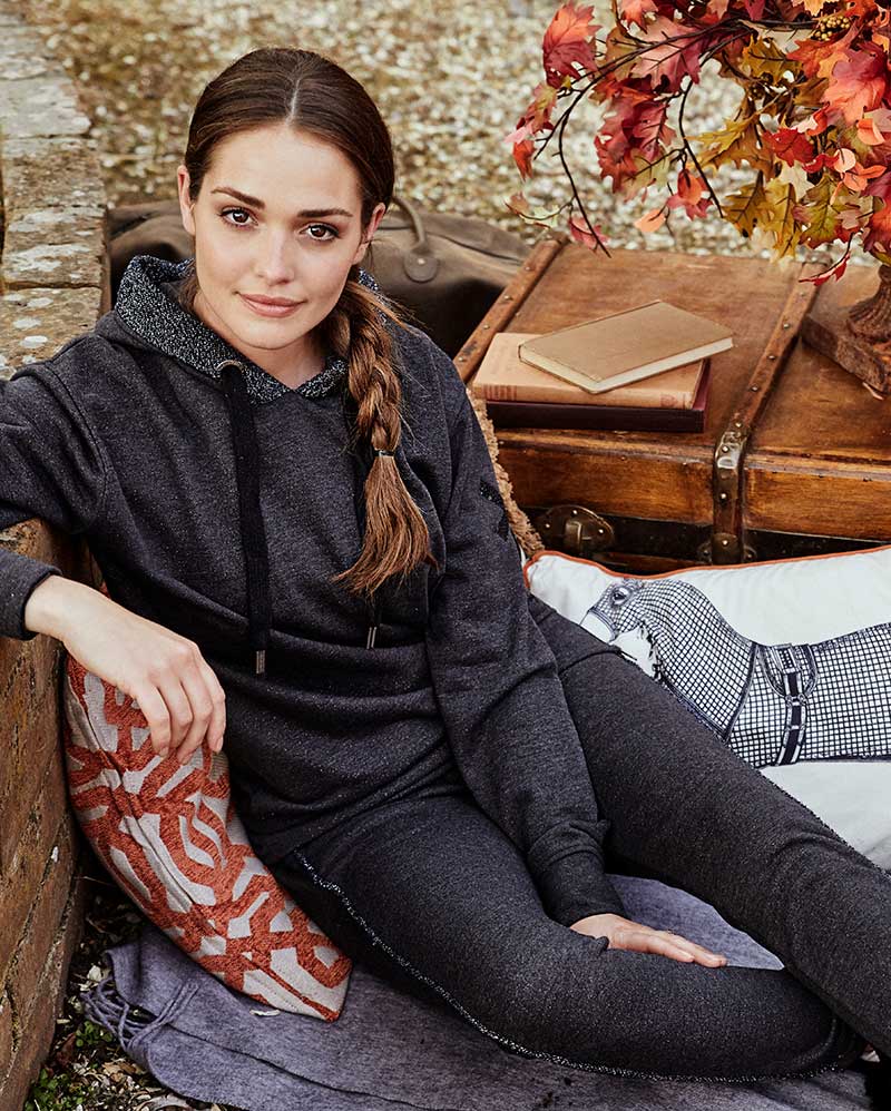 Pantalons de chándal gris foncé (tissu avec brillo) pour femme - Viedmo - Kingsland Dressage