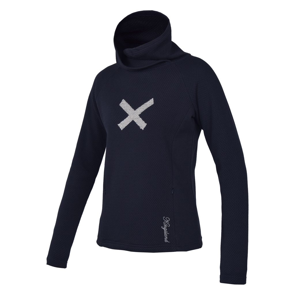 Navy Blue and Silver High-Neck Jersey for Women – Cafayote Model – Kingsland Dressage