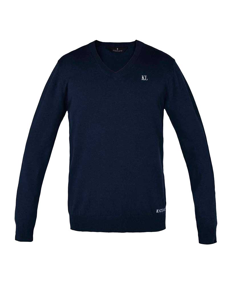 Pull fin en maille avec col de pic bleu marine pour femme Denia - Kingsland