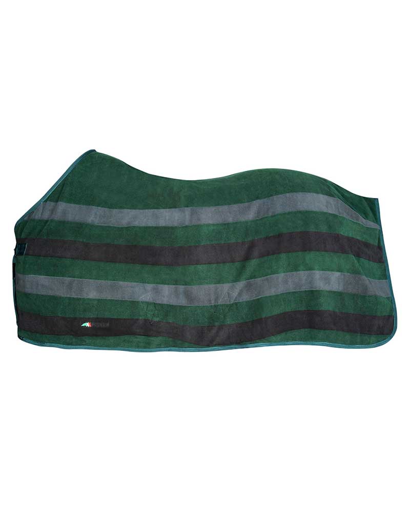 Fleece Drying Blanket with Green, Dark Gray, and Black Stripes for Horse – Steven – Equiline