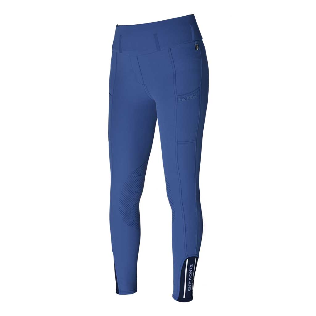Pantalons pull-on bleu avec ceinture large et élastique et grip silicone aux genoux modèle Katja - Kingsland