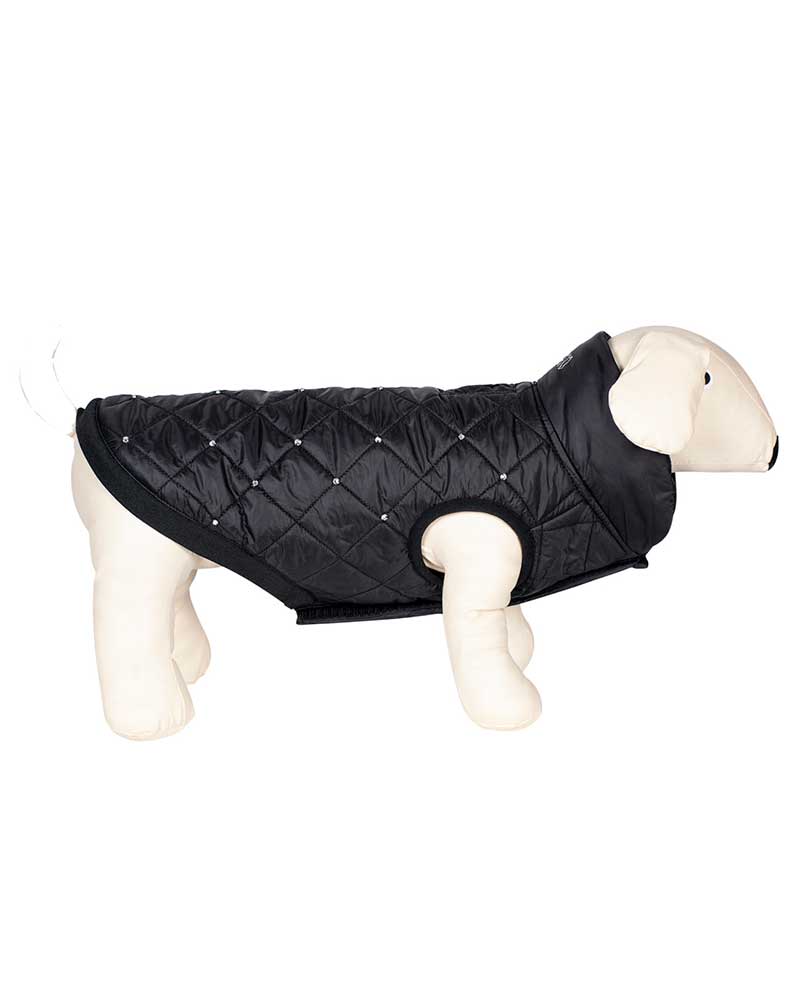 Manteau matelassé pour chien noir à strass Grinch - Equiline